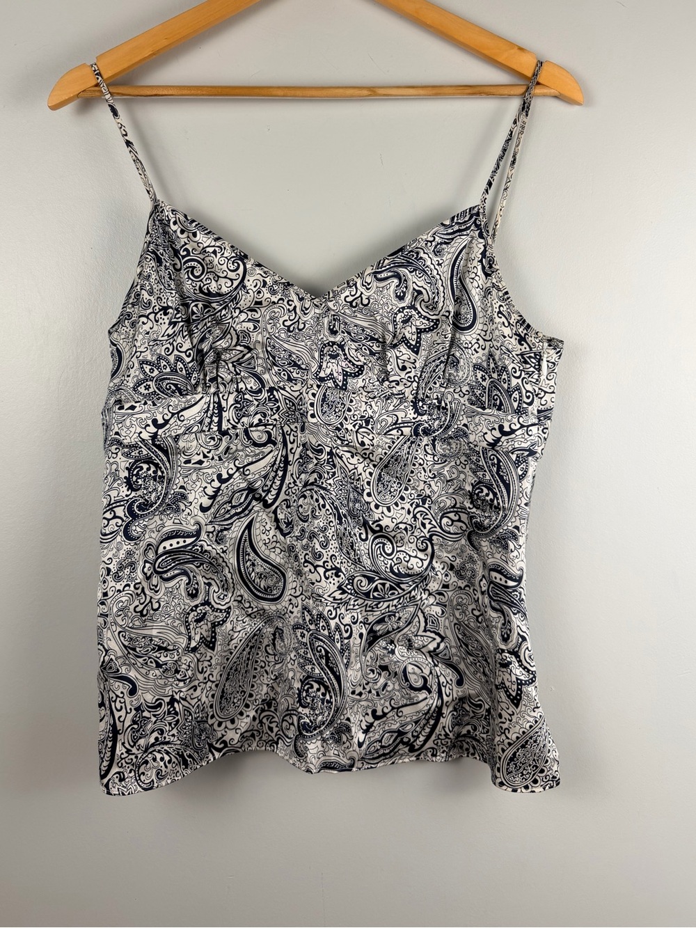 Y2k J. Crew factory blue white paisley 100% silk tank top size 8